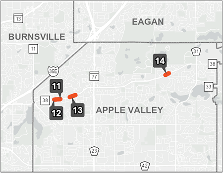 County Roads 38 and 42 project map.