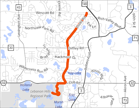 Mendota-Lebanon Hills Greenway project map