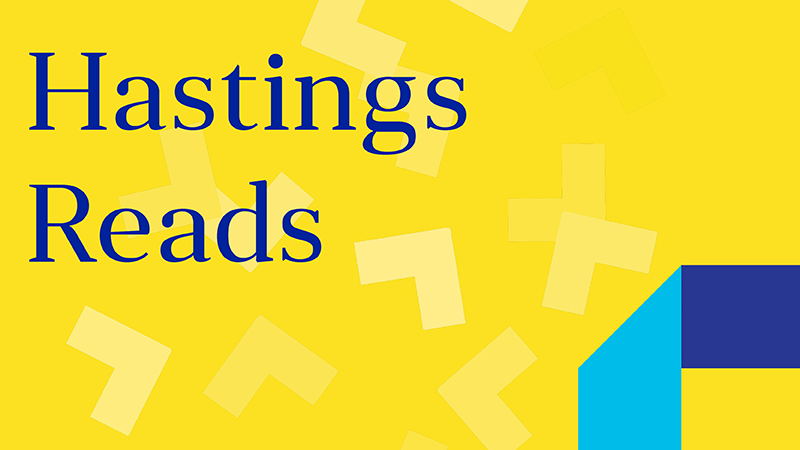 Hastings Reads on a yellow background with the DCL blue logo in the corner.