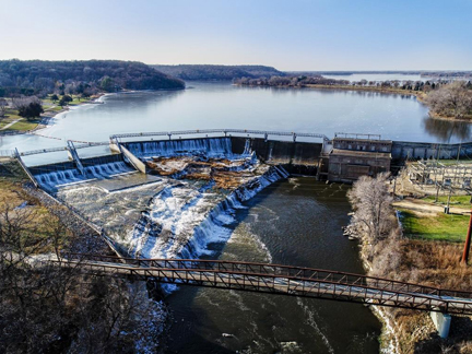 Lake Byllesby Dam aerial view.