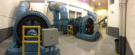 Turbines with the Byllesby Dam