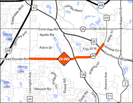 County Road 28 project map.