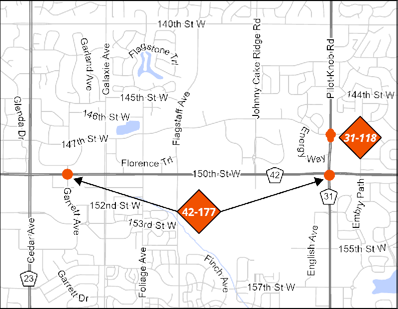County Roads 42 and 31 project map.