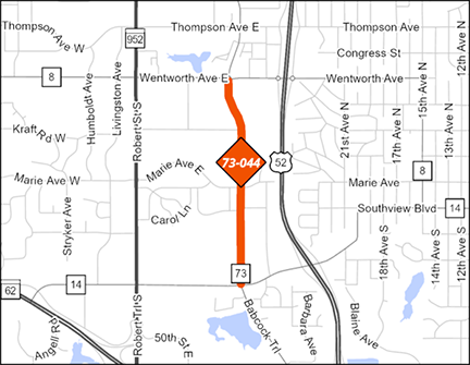 County Road 73 project map.