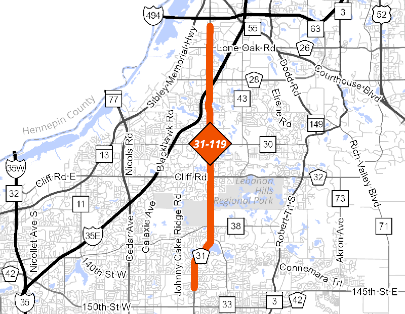 County Road 31 Visioning Study project map.