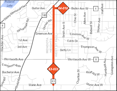 County Road 63 and County Road 4 project map