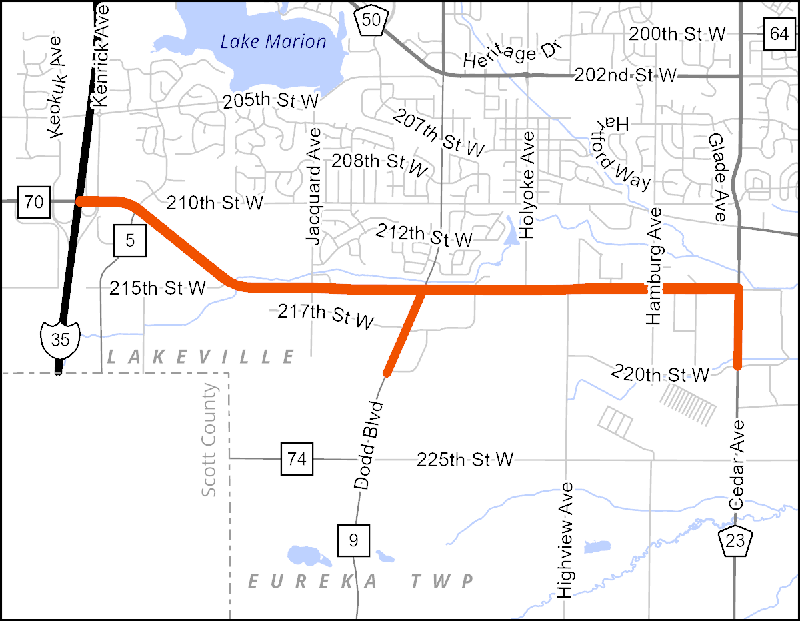 Lakeville Twin-Trailers route map.