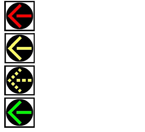 Graphic of lights at a flashing yellow traffic signal.