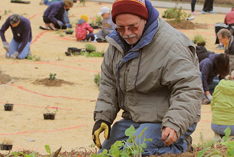 Man at a planting event.