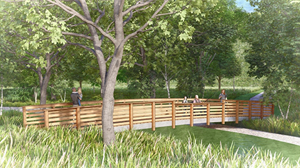 Artist rendition of bridge being constructed during project.