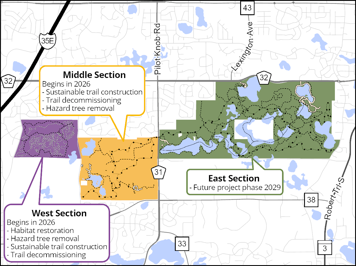 Lebanon Hills Sustainable Trails project map.