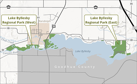 Project map showing all of Lake Byllesby Regional Park.