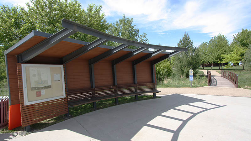Whitetail Woods Trailhead in the summer.
