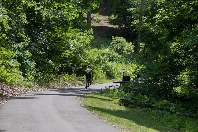 A biker on River to River Greenway.
