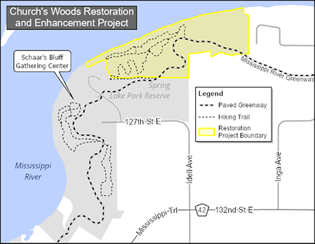 Church's Woods Restoration project map.